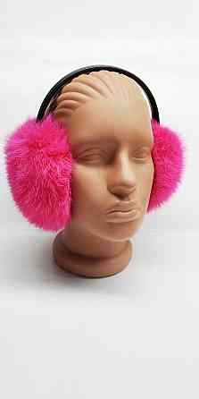 Хутряні навушники дорослі з кролика Малиновий Харків