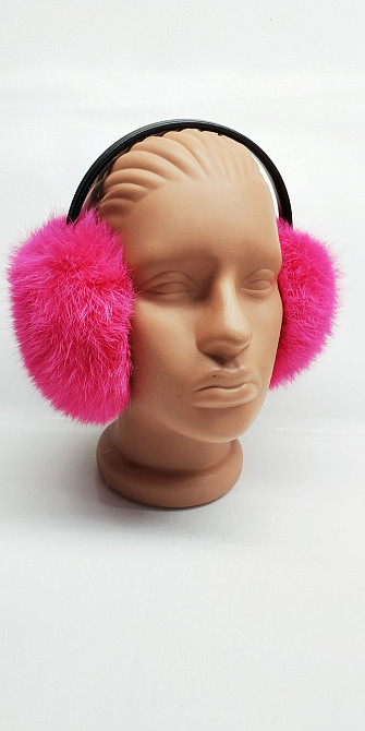 Хутряні навушники дорослі з кролика Малиновий Харків - фото 3