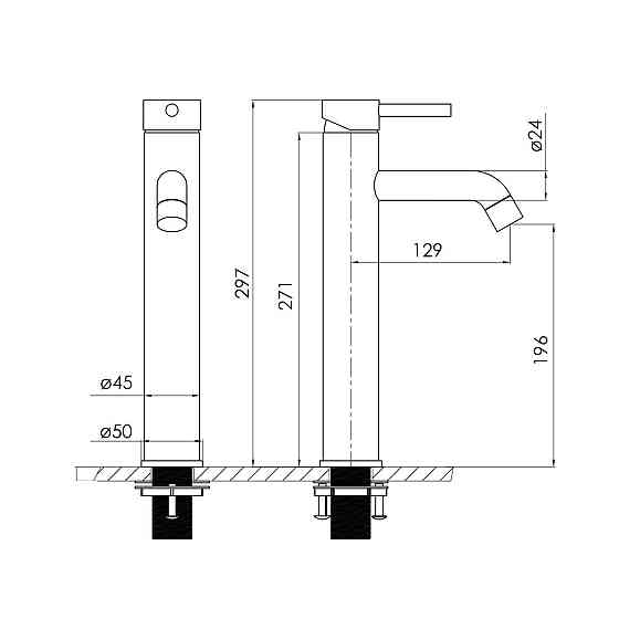 Смеситель для раковины высокий Volle CRUZE cepillado níquel никель 1547.010202 Киев