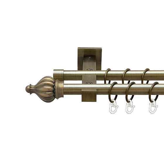 Карниз Orvit Таджа металевий дворядний техно гладка труба кільце металеве Антик 19\19 мм 240 см (00-00026944) Львів