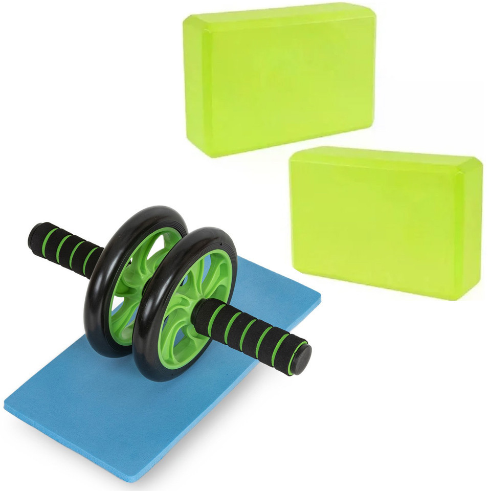 Набір для фітнесу Блок для йоги 2 шт, колесо для преса та міні-килимок Бровари - фото 1