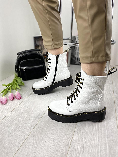 Черевики жіночі M.KRAFT білі натуральна шкіра висота 15 см розмір 37 (3128) Коломыя - изображение 1