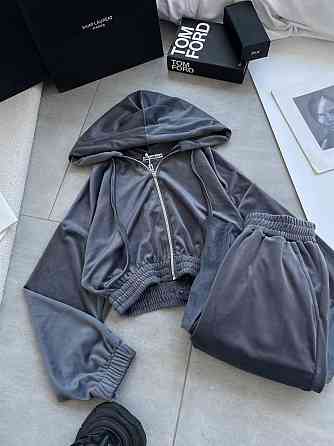 Женский прогулочный оверсайз костюм двойка: кофта и штаны турецкий велюр. Графит Одесса