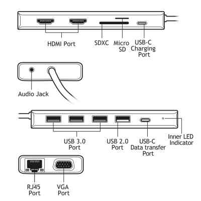 Порт-реплікатор TECNOWARE Dock Station USB TYPE-C 13 in 1 Adapter HUB (FHUB17692) Вінниця