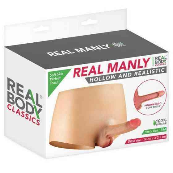Силіконові трусики з порожнистим фалоімітатором Real Body Real Manly Hollow, S/M, для нього Sex Aura Київ