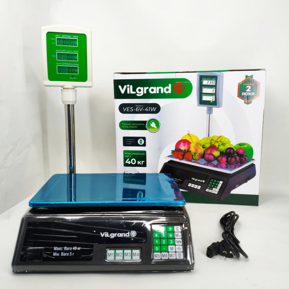 Компактні ваги для бізнесу ViLgrand VES-6V-41W 40 кг, Настільні ваги для торгівлі з лічильником NW-41 Львів - фото 2