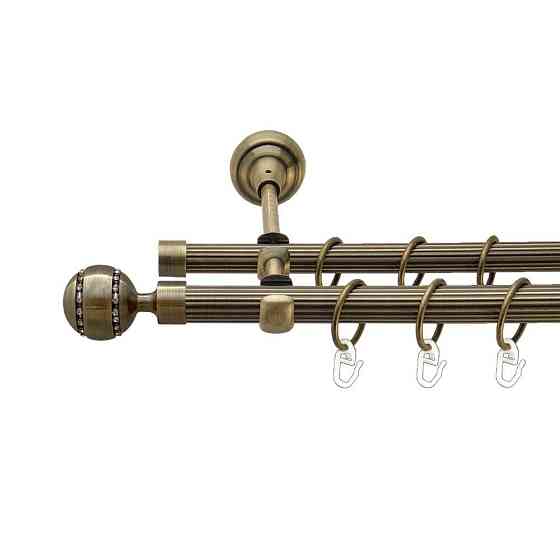 Карниз Orvit Аркадія металевий дворядний відкритий рифлена труба кільце металеве Антик 19\16 мм 200 см (00-00017316) Львів