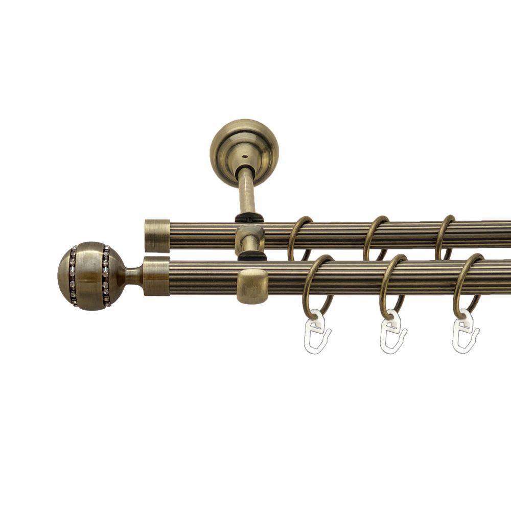 Карниз Orvit Аркадія металевий дворядний відкритий рифлена труба кільце металеве Антик 19\16 мм 200 см (00-00017316) Львів - фото 1