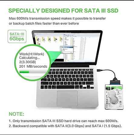 Переходник USB-SATA 22pin 24 см Киев