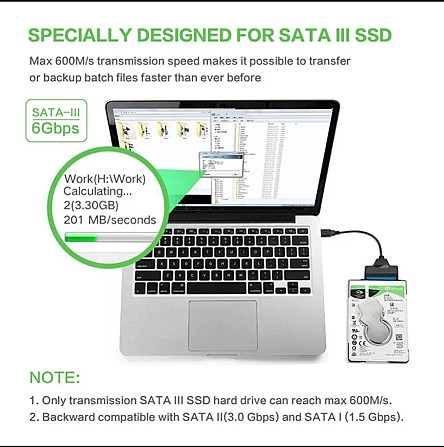 Перехідник USB-SATA 22pin 24 см Київ - фото 5