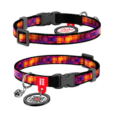 Нашийник для тварин WAUDOG Nylon з QR паспортом "Куби 3Д" пластиковий фастекс XS 20-30 см (279-4057) Вінниця - фото 1