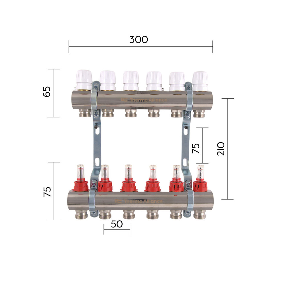 Колектор із витратомірами Thermo Alliance Standart 1" 6 виходів SD235W6 Київ - фото 2