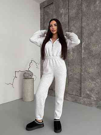 Женский теплый повседневный комбинезон с капюшоном трехнить на флисе Меланж, 48/50 Одесса