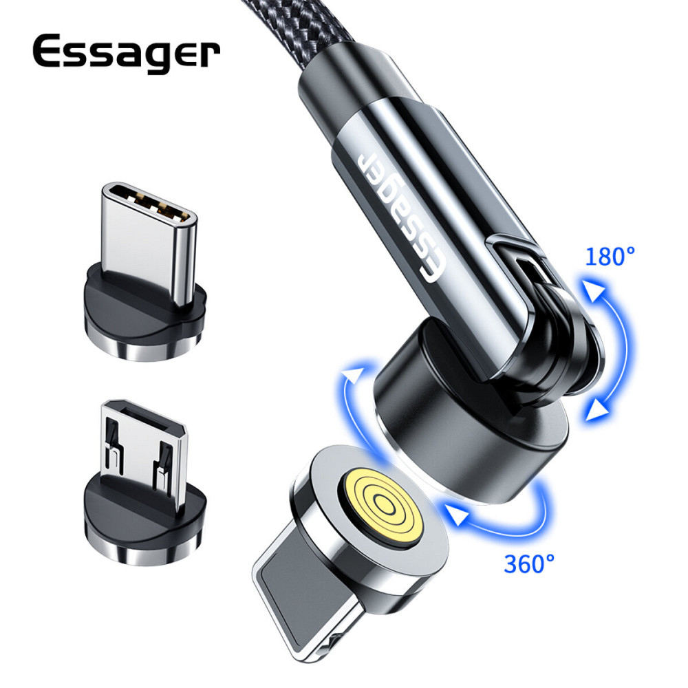 Кабель Essager Universal 540 Ratate 3A Magnetic USB Charging Cable Type-c 1m grey (EXCCXT-WX0G) Київ - фото 1