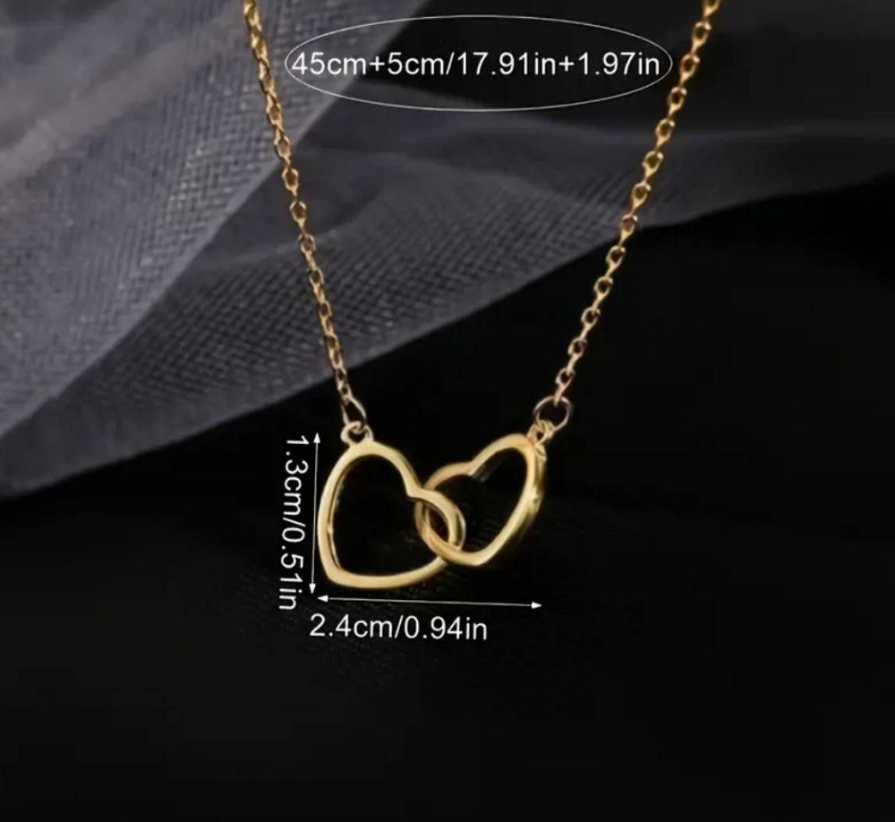 Колье с подвеской двойное сердце золотого цвета Киев - изображение 2