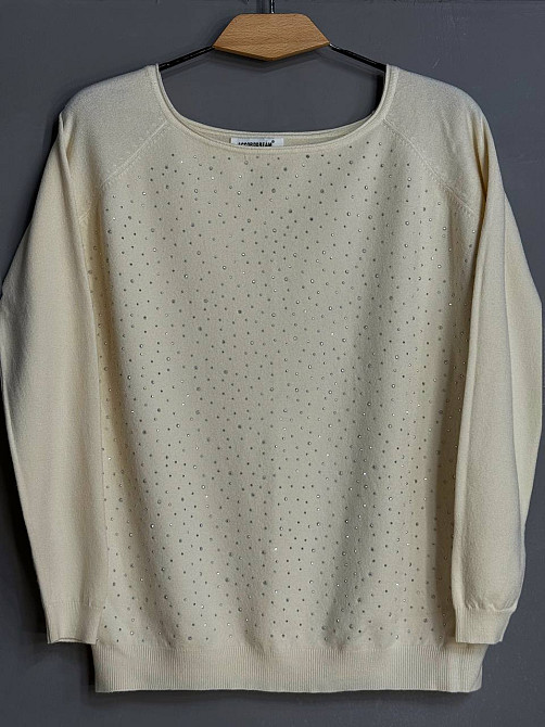 Джемпер жіночий ACCORDDREAM 9067 тонкий светр розсип камінців, молочний, one size Київ - фото 20