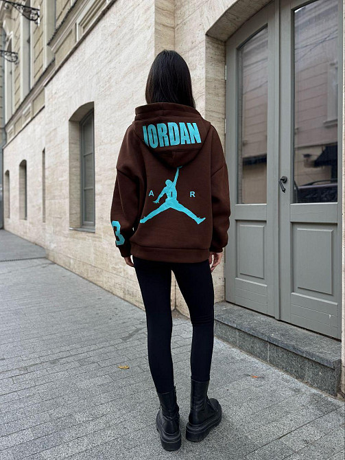 Жіноча стильна комфортна тепла худі турецька трьохнитка на флісі. Шоколад, 46/48 Одеса - фото 5