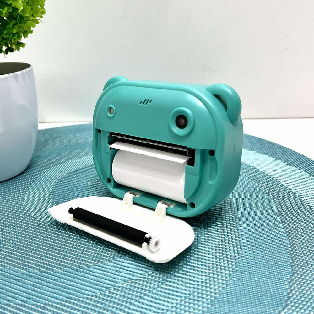 Фотоапарат-принтер фронтальна камера чб друк USB-кабель 2 рулони термопаперу звук фото відео ігри SD роз'єм Бірюзовий (C 66631) Чернігів - фото 6