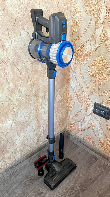 Акумуляторний вертикальний пилосос Crownberg CB-674 з турбощіткою, 2500Вт, 90 хв роботи, чорний з синім Одеса - фото 1