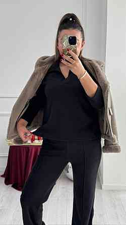 Жіночий базовий в'язаний костюм-двійка з ангори Чорний, 40/42 Одеса