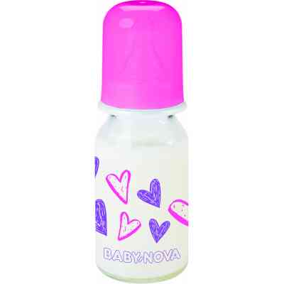 Пляшечка для годування Baby-Nova Декор скляна 125 мл Рожева (3960331) Вінниця