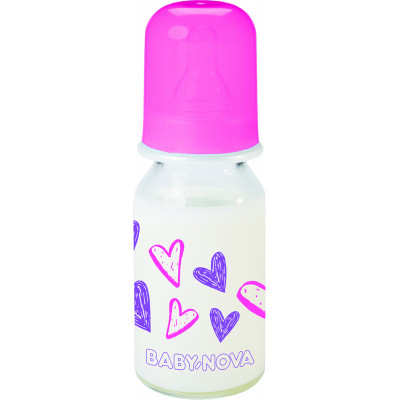 Бутылочка для кормления Baby-Nova Декор стеклянная 125 мл Розовая (3960331) Винница - изображение 1