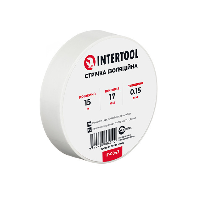 Стрічка ізоляційна 0.15мм*17мм*15м біла INTERTOOL IT-0043 Киев - изображение 1
