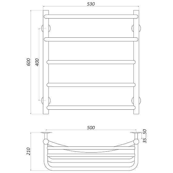 Сушарка для рушників UNIO Op W 600-500-5 Олівія з полицею вода Київ