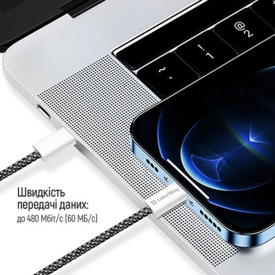 Дата кабель USB-C to USB-C 1.0m 60W 3.0А black ColorWay (CW-CBPDCC061-BK) Вінниця - фото 5
