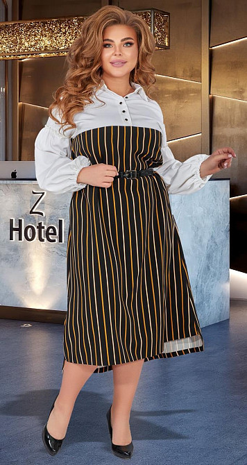 Стильное комбинированное платье батал (50) Киев - изображение 4