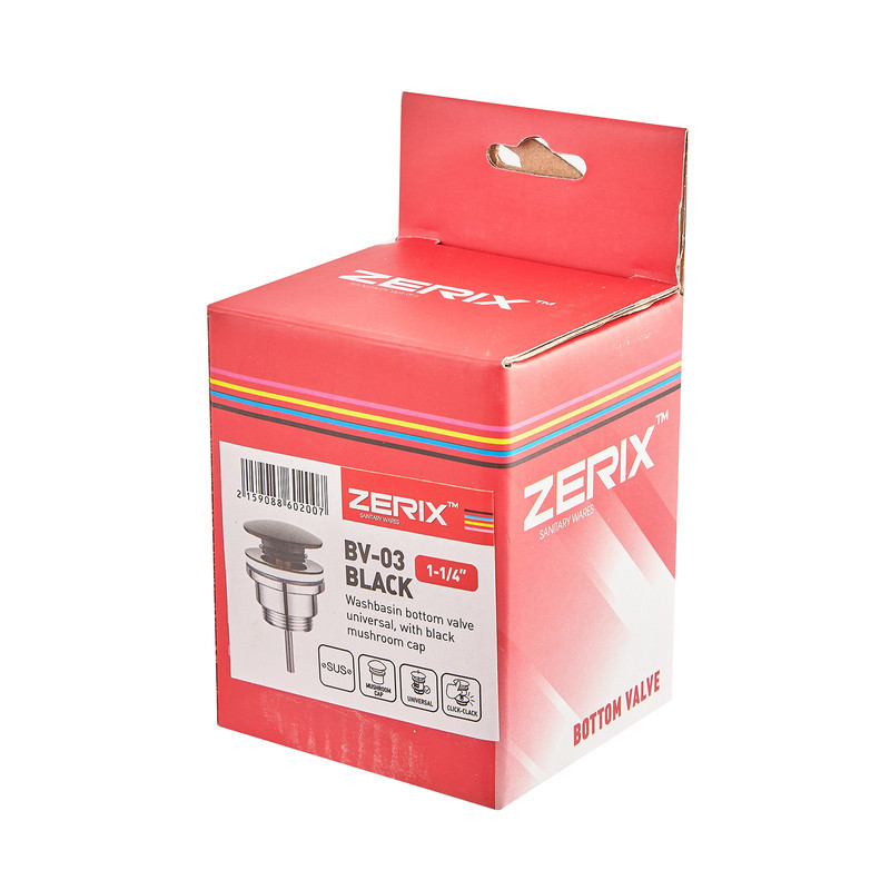Донний клапан для раковини Zerix BV-03 BLACK 1 1/4''  універсальний  СLICK-СLACK  ( 19650 ) Харьков - изображение 2