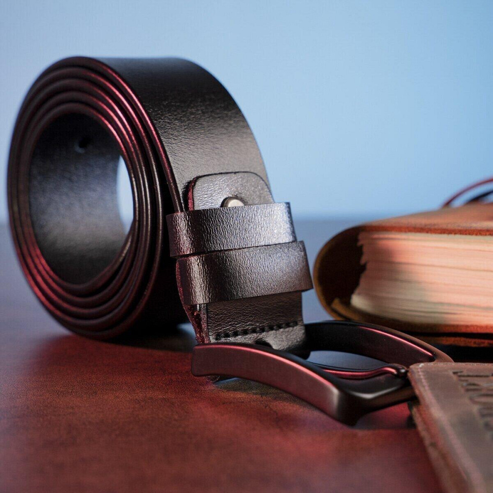 Чоловічий шкіряний ремінь classic Vintage 20222 Чорний Київ - фото 7