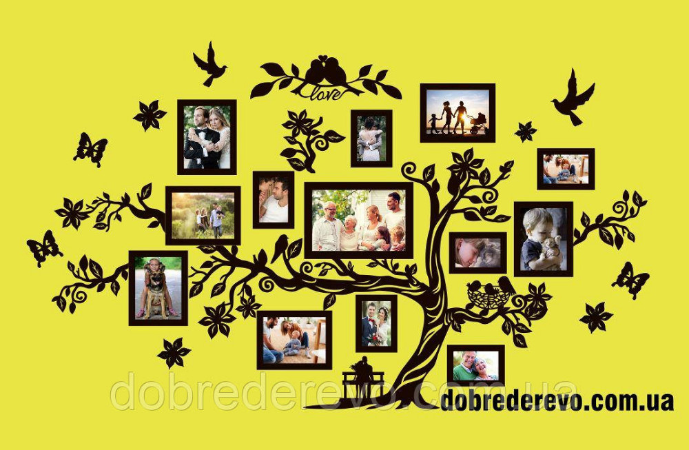 Сімейне дерево Love на 13 фото, родинне дерево на стіну з фото рамками Вижниця - фото 6