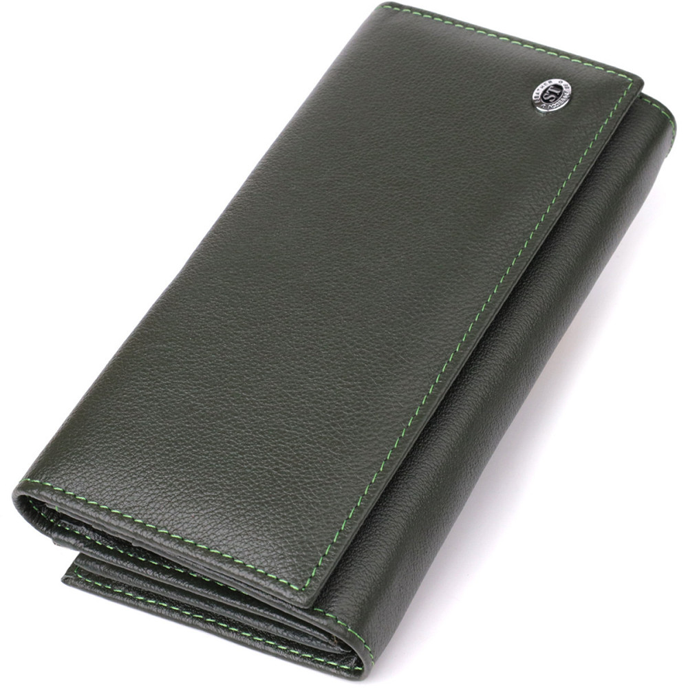 Вместительный женский кошелек на магнитах из натуральной кожи Зеленый (ST Leather) Киев - изображение 11