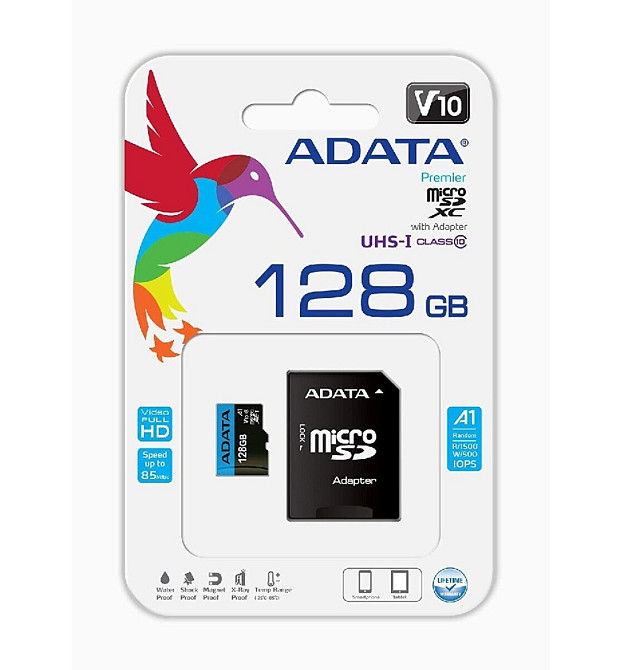 microSDXC (UHS-1) A-DATA Premier 128Gb Class 10 А1 (R-100Mb/s)  (adapter SD) Київ - фото 3