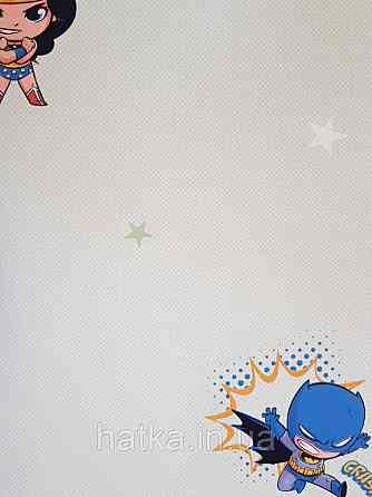 Обои виниловые на флизелине AdaWall Ada Kids метровые детские герои комиксы лига справедливости на салатовом Киев