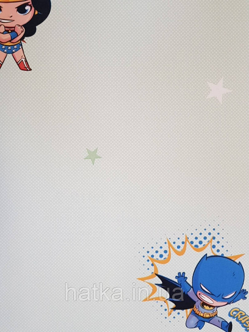 Обои виниловые на флизелине AdaWall Ada Kids метровые детские герои комиксы лига справедливости на салатовом Киев - изображение 2