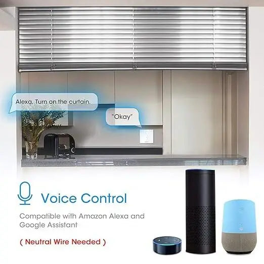 Розумний WiFi Перемикач Для Ролетних Штор Maxcio WF-CS01 Сенсорний Вимикач Жалюзі Alexa Google Home Білий Київ - фото 8