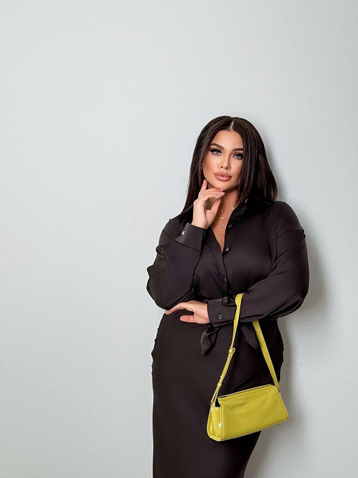 Шелковая женская рубашка свободного фасона со спущенным плечом итальянский шелк Шоколад, 42/46 Одесса - изображение 3