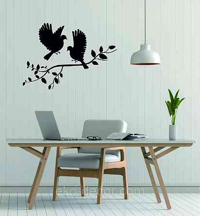 Декоративное настенное Панно «Птички Два голубя», Декор на стену 70*44 см, Черный Киев