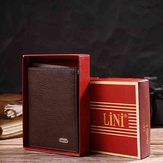 Мужской современный кошелек вертикального формата из натуральной кожи CANPELLINI 21756 Коричневый Киев