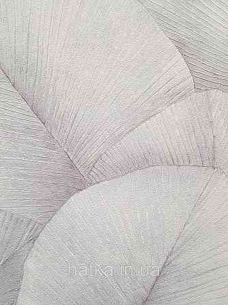 Шпалери вінілові на флізеліні Marburg Kumano 1.06х10 листя сірі бузкові зі сріблястим 3д лофт 34562 Київ