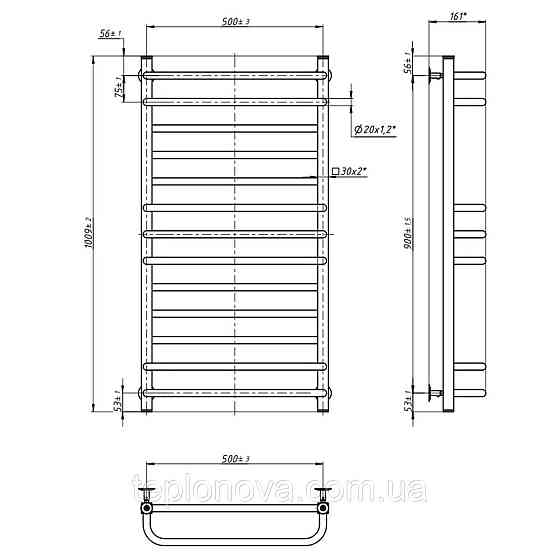 Сушарка для рушників водяна неіржавка Грандіс 500х1000, чорний муар Чернівці