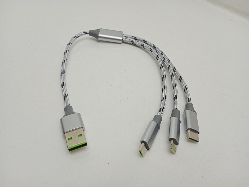 Кабель зарядний USB - Micro USB + Lightning + Type C 30см Луцьк - фото 3