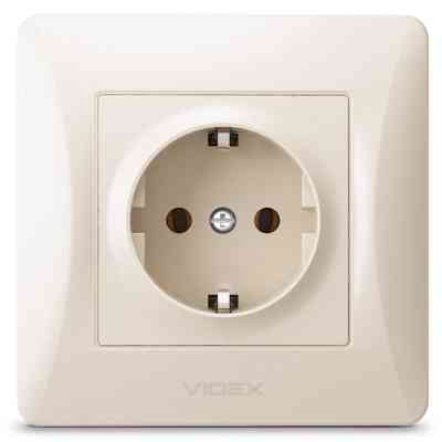 Розетка Videx BINERA 1ая із заземленням кремова (VF-BNSK1G-CR) Вінниця