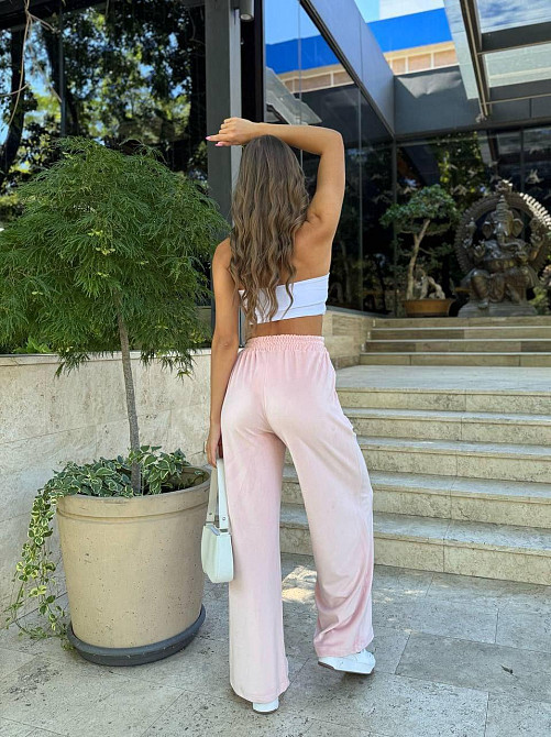 Женские базовые брюки велюровые свободного кроя турецкий королевский велюр Розовый, 46/48 Одесса - изображение 3