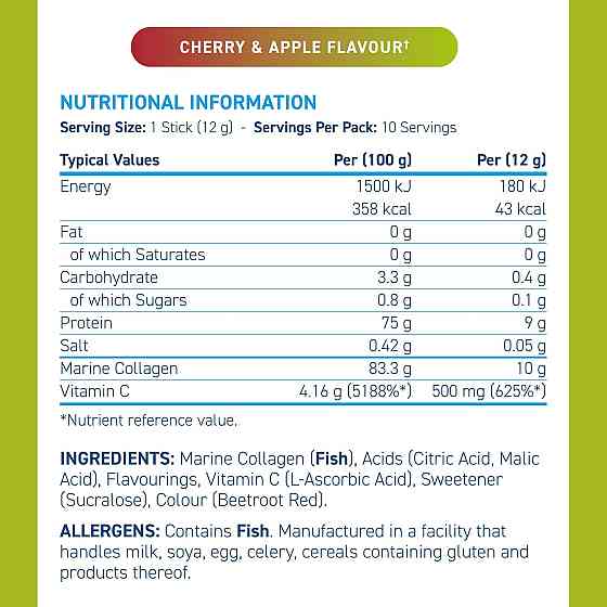 Морський колаген Applied Nutrition Marine Collagen Stick Pack 10 x 12 г, Cherry & Apple Луцьк