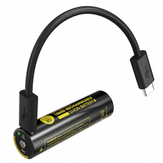 Аккумулятор защищенный Li-Ion 18650 Nitecore NL1836R 3600mAh 3.6V USB-C (Черно-желтый) Винница