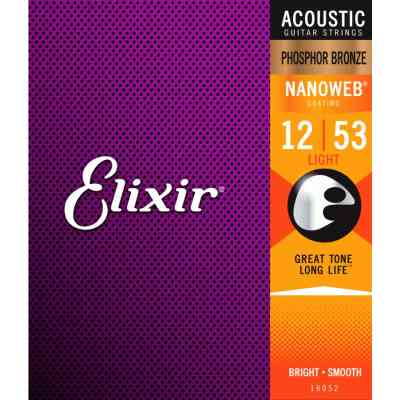 Струны для гитары Elixir 16052 Nanoweb Phosphor Bronze Acoustic Light (12-53) (240663) Винница