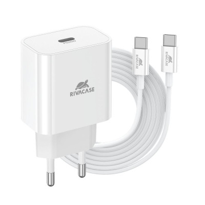 Зарядний пристрій RivaCase 1xUSB Type-C PD 20 Вт кабель Type-C white (PS4101 WD4 (White)) Вінниця - фото 1